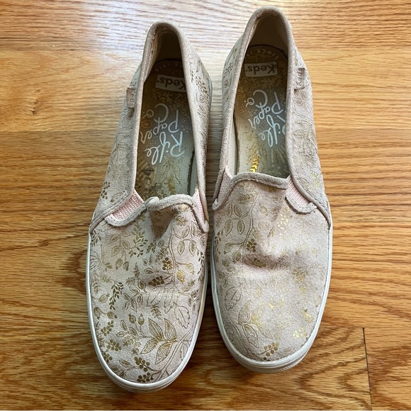 Keds x rifle paper company slip on rose gold sneakers size 7.5 - Picture 2 of 7